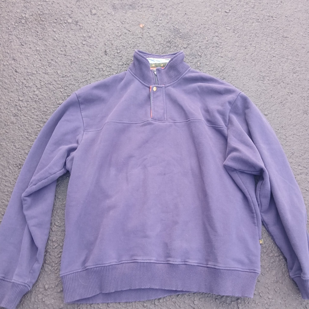 Orvis Sweatshirt Mens XL Purple Fleece Quarter Zip Mock Neck Pullover Outdoor